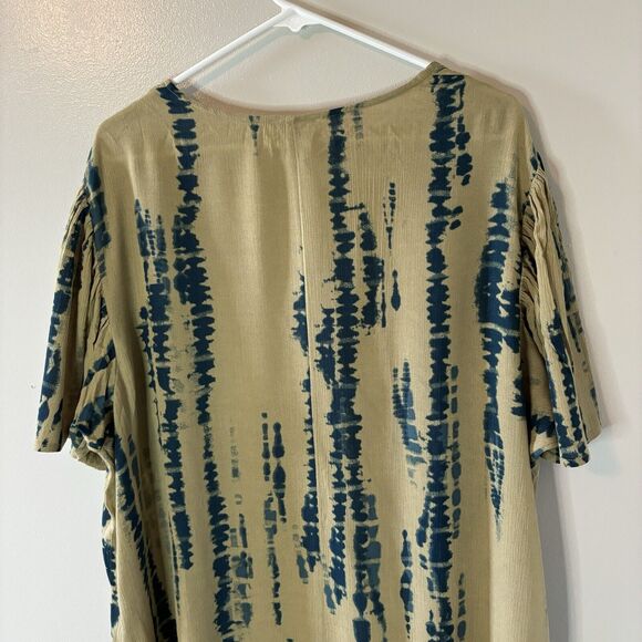 Maurices NEW Long Kimono Tan Blue Flutter Sleeves Boho Womens Sz Large - Picture 7 of 8